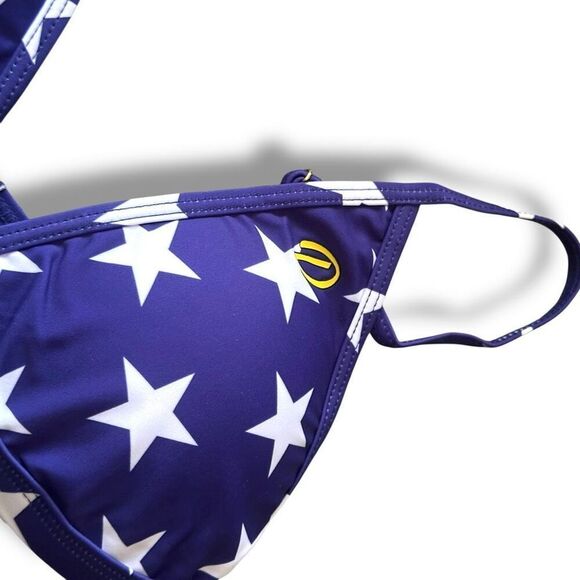 DIXXON Flannel Company American Flag Stars Stripes Triangle Bikini Top Tanning S - Picture 3 of 5